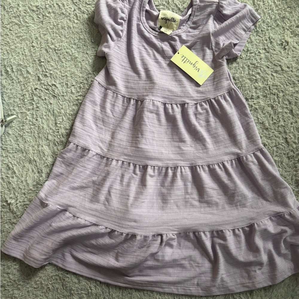 Vignette Lilac Tiered Ruffle Kids Dress